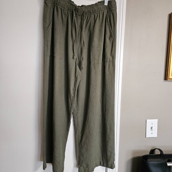 Women's Sonoma Goods For Life® Linen Wide Leg Ankle Pants - Olive, Size L - Picture 3 of 4